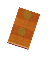 Oil Mustard Handloom Village Cotton Saree With Buttas-VC1651