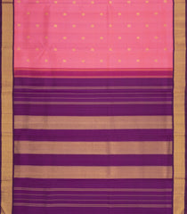 Peach Handloom Korvai Kanchipuram 9 Yards Silk Saree With Zari Buttas-KA15405
