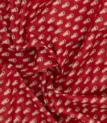 Red Printed Jaipur Cotton Saree With Contrast Border-JC1701