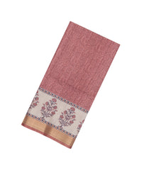 Dusty Peach Printed Synthetic Tussar Silk Saree With Zari Border-SY0023