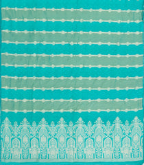 Turquoise Woven Synthetic Satin Saree With Floral Zari Motifs-BL4858