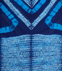 Indigo Printed Chanderi Cotton Saree With Tie & Dye Motifs-CC1372