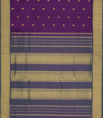 Dark Purple Handloom Kanchipuram 9 Yards Silk Saree With Buttas-KA15387