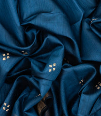 Blue Handloom Dupion Silk Saree With Printed Bird Pallu-DS0494