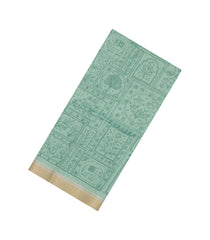Aquamarine Printed Art Dupion Saree With Contrast Border-BL5072