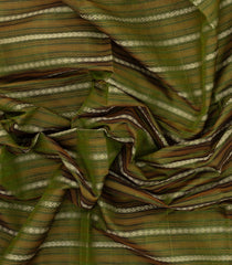Olive Green Handloom Silk Cotton Saree With Stripes-SC3935