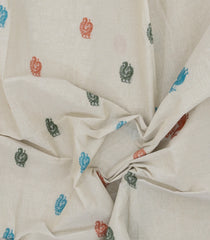 Off White Handloom Bengal Cotton Saree With Annam Motifs-BG1825