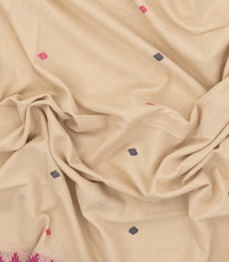 Cream Handloom Bengal Cotton Saree With Diamond Buttas-BG1634