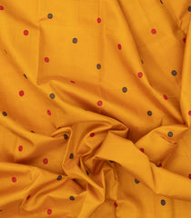 Mustard Handloom Korvai Kanchipuram Silk Saree With Meena Buttas-KA14788