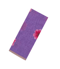 Lavender Printed Synthetic Linen Saree With Zari border-BL5152