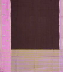 Dark Brown Woven Blended Viscose With Contrast Border-BL5574