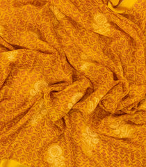 Mustard Woven Pure Georgette Silk Saree With Printed Floral Motifs