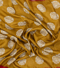 Mustard Printed Synthetic Dola Silk Saree With Zari Border-BL5038