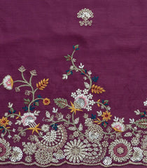 Burgundy Woven Synthetic Blended Saree With Embroidered Motifs-EN1993