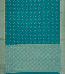 Cyan Woven Mysore Silk Saree With Floral Motifs-MS3403
