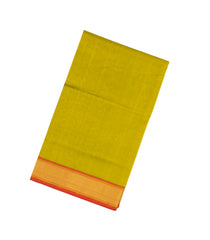 Lime Green Handloom Silk Cotton Saree With Contrast Border-SC3967