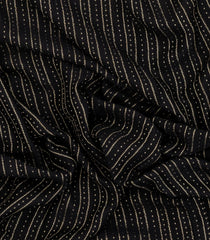 Black Woven Mysore Silk Saree With Floral Stripes-MS3528