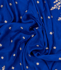 Blue Woven Synthetic Blended Saree With Embroidered Motifs-EN2008