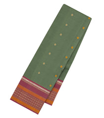 Cardamom Green Handloom Kanchipuram Silk Saree With Buttas-KA15160