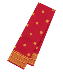 Red Handloom Kanchipuram Silk Saree With Zari Stripes & Buttas-KA15272