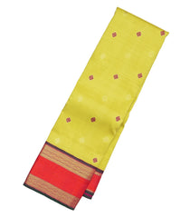 Greenish Yellow Handloom Kuyil Kan Korvai Silk Saree With Contrast Border-KA12630