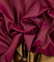 Magenta Kanchipuram Silk Saree With Zari Checks & Contrast Border-KA14196