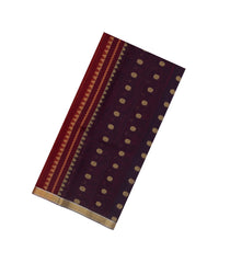 Maroon Woven Kora Soft Silk Saree With Stripes & Buttas-SO4735