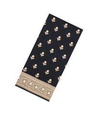 Black Woven Blended Satin Saree With Floral Zari Buttas-BL6015
