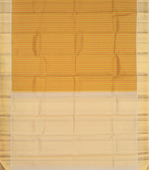 Mustard Handloom Korvai Kanchipuram Silk Saree With Checks-KA12614