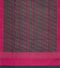 Dark Green Printed Silk Saree With Vanasingaram Motifs & Contrast Border-PS0811