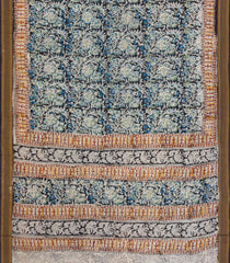 Blue Printed Kalamkari Cotton Saree With Zari Border-KAL1221