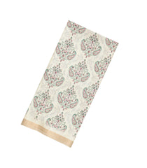 Cream Printed Synthetic Kotha Silk Saree With Zari Border-SY0034