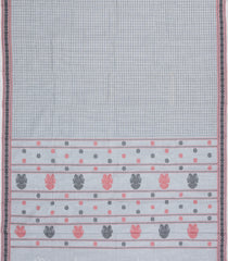 White Handloom Kanchi Cotton Saree With Checks-KC1768