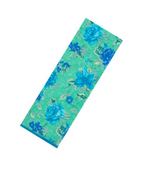 Aquamarine Printed Crepe Silk Saree With Floral Motifs-PS0901