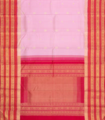 Baby Pink Handloom Korvai Kanchipuram Silk Saree With Checks & Kanchipuram Butta Silk Sarees-KA16584