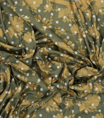 Cardamom Green Printed Synthetics Dola Silk Saree With Floral Motifs-BL5273