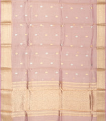 Dusty Pink Handloom Banarasi Tissue Saree With Floral Buttas-BE1381