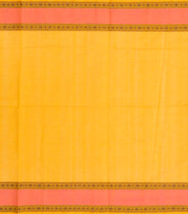 Yellow Handloom Kanchi Cotton Saree With Dotted Checks-KC1489