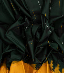 Bottle Green Handloom Korvai Kanchipuram Silk Saree With Raindrop Buttas-KA13032