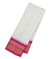 White Handloom Gadwal SICO Saree With Cotton Body & Silk Border-GA0325