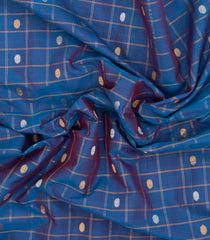 Blue Handloom Gadwal Silk Cotton Saree With Zari Checks & Buttas -GA0289