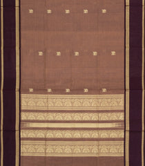 Dark Beige Handloom Silk Cotton Saree With Buttas-SC4311