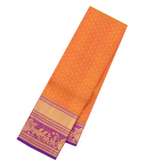 Orange Handloom Kanchipuram Silk Saree With Contrast Border-KA16311