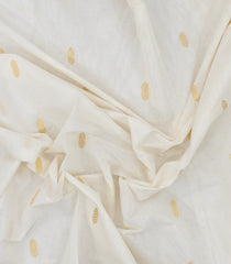 Off White Handloom Kerala Cotton Saree With Floral Buttas-KEC1048