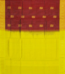 Maroon Handloom Silk Cotton Saree With Checks & Buttas-SC4736