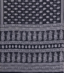 Black Printed Jaipur Cotton Saree With Floral Motifs-JC1455