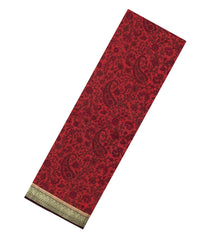 Red Printed Silk Saree With Floral Motifs & Zari Border-PS0684