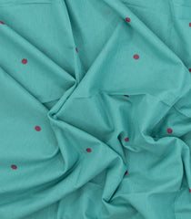 Turquoise Handloom Bengal Cotton Saree With Floral Buttas-BG1774