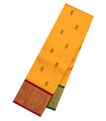 Mango Yellow Handloom Korvai Kanchipuram Silk Saree With Ganga Jamuna Border-KA16571
