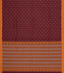 Maroon Woven Rasipuram Cotton Sari With Stripes-RA2624